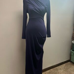Elegant Navy Blue Long Sleeve Dress